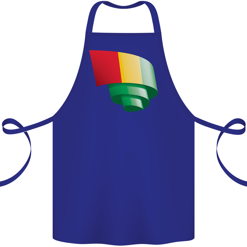 Curled Guinea Flag Guinean Day Football Cotton Apron 100% Organic Royal Blue