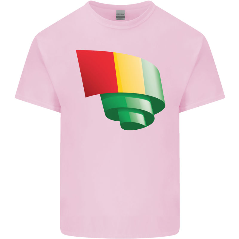 Curled Guinea Flag Guinean Day Football Kids T-Shirt Childrens Light Pink