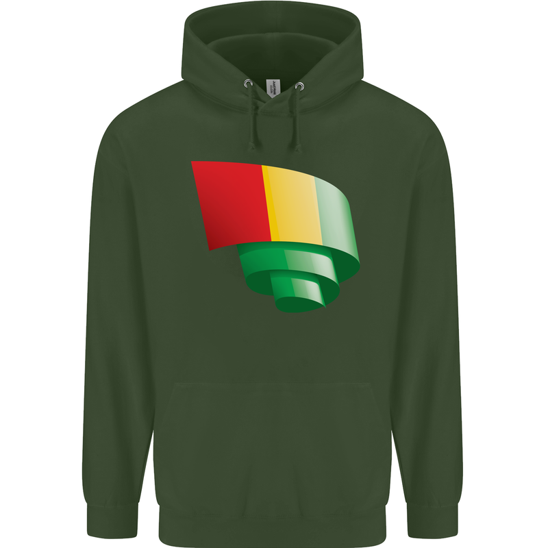 Curled Guinea Flag Guinean Day Football Mens 80% Cotton Hoodie Forest Green