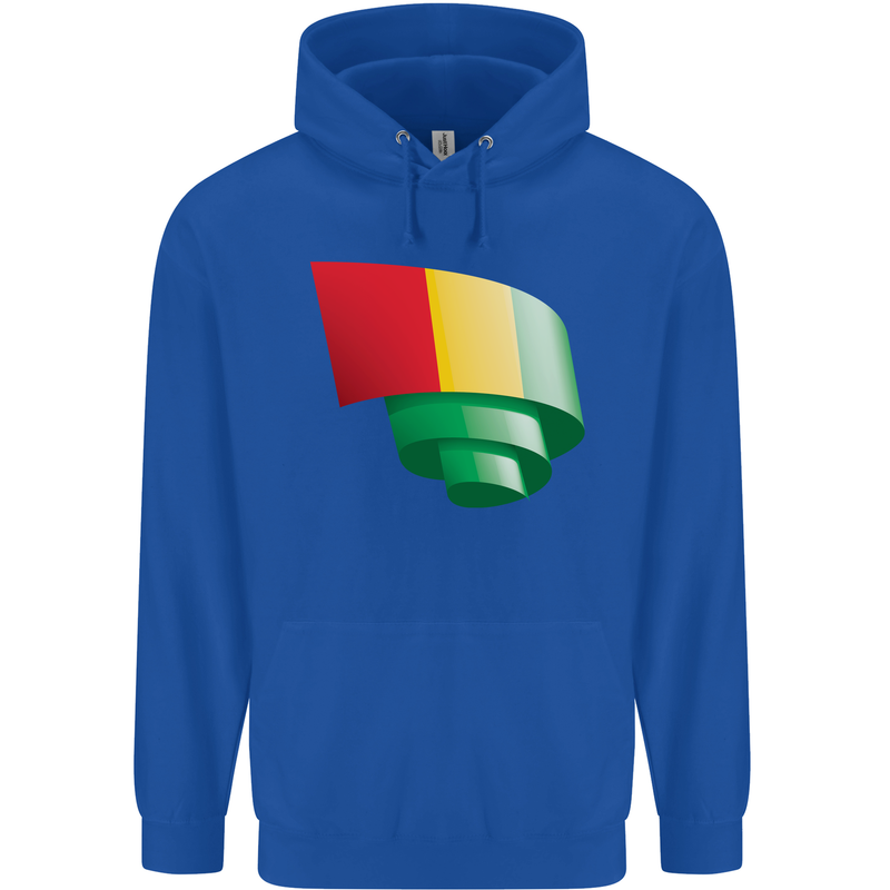 Curled Guinea Flag Guinean Day Football Mens 80% Cotton Hoodie Royal Blue