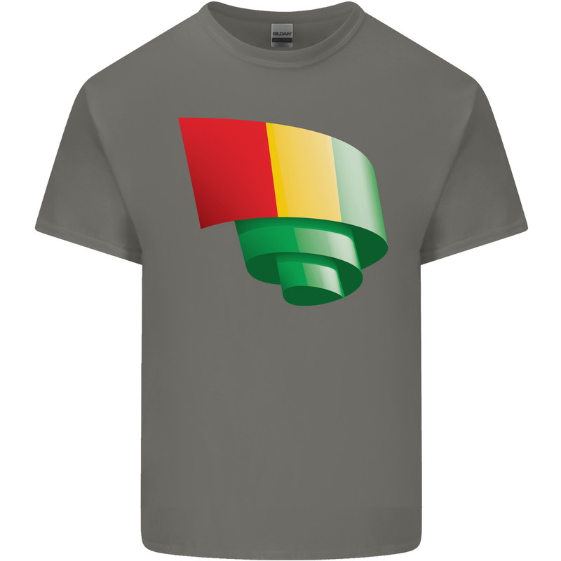 Curled Guinea Flag Guinean Day Football Mens Cotton T-Shirt Tee Top Charcoal