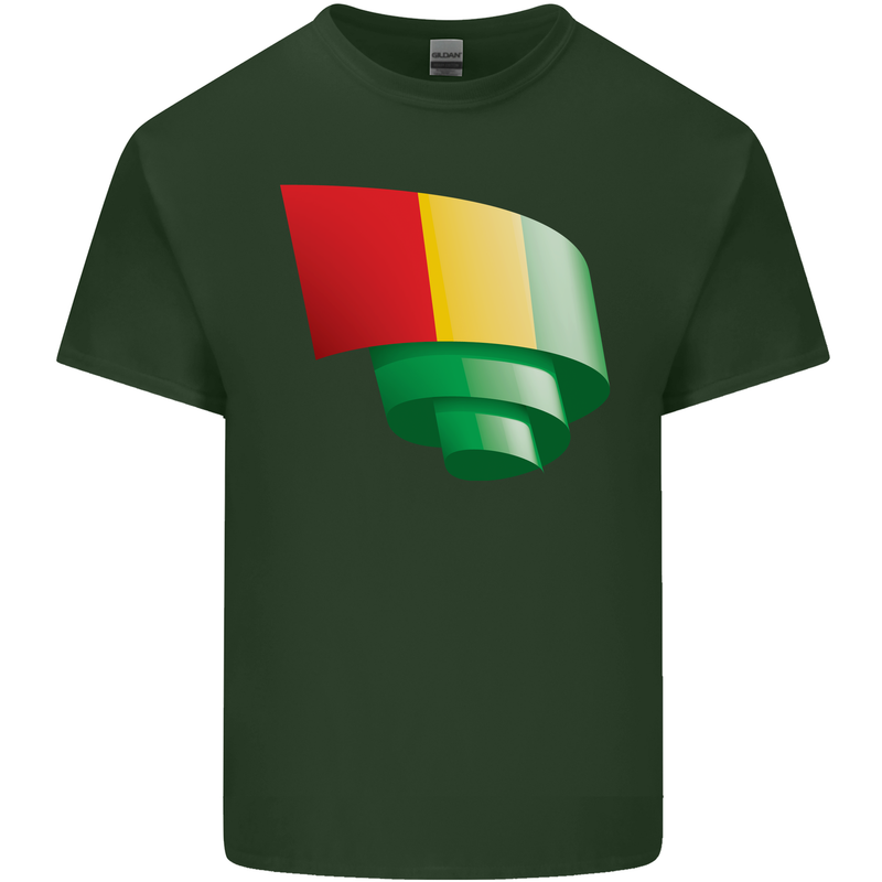Curled Guinea Flag Guinean Day Football Mens Cotton T-Shirt Tee Top Forest Green