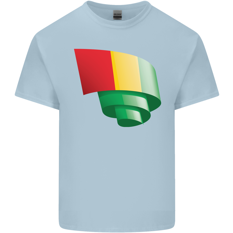 Curled Guinea Flag Guinean Day Football Mens Cotton T-Shirt Tee Top Light Blue