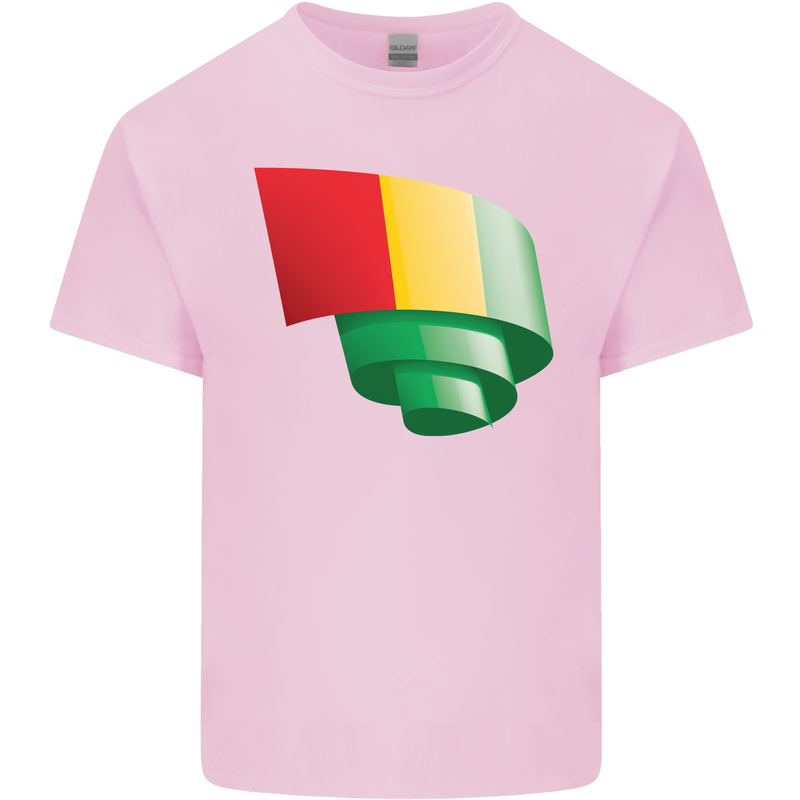 Curled Guinea Flag Guinean Day Football Mens Cotton T-Shirt Tee Top Light Pink