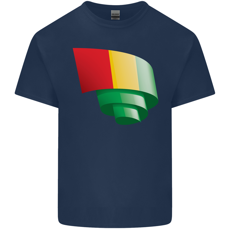 Curled Guinea Flag Guinean Day Football Mens Cotton T-Shirt Tee Top Navy Blue