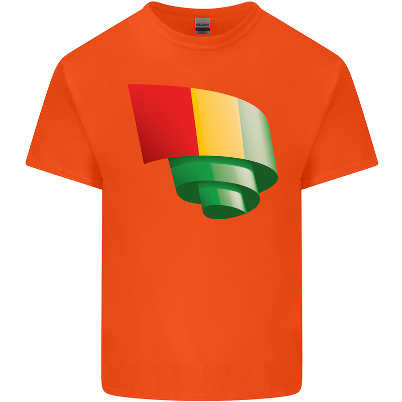 Curled Guinea Flag Guinean Day Football Mens Cotton T-Shirt Tee Top Orange
