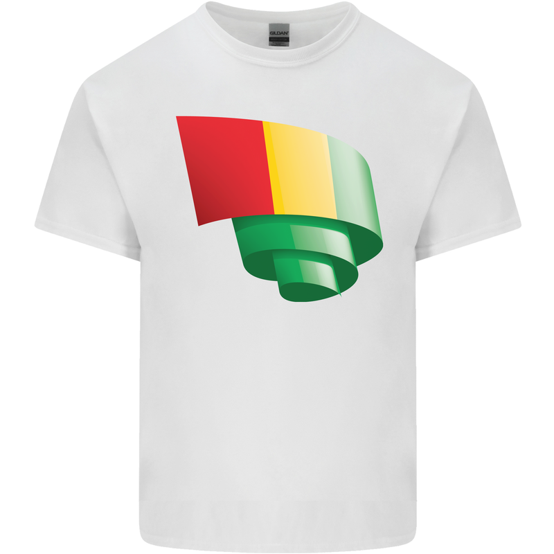 Curled Guinea Flag Guinean Day Football Mens Cotton T-Shirt Tee Top White