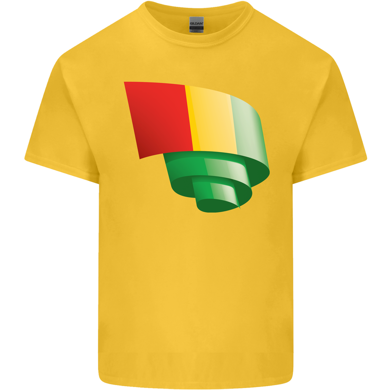 Curled Guinea Flag Guinean Day Football Mens Cotton T-Shirt Tee Top Yellow