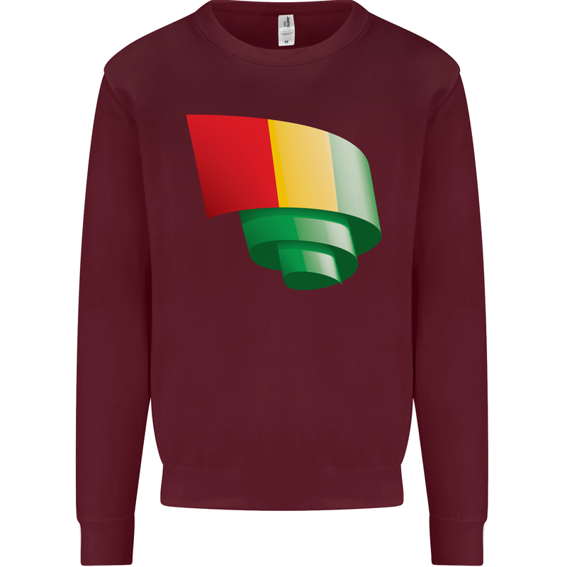 Curled Guinea Flag Guinean Day Football Mens Sweatshirt Jumper Maroon