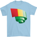 Curled Guinea Flag Guinean Day Football Mens T-Shirt 100% Cotton Light Blue