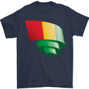 Curled Guinea Flag Guinean Day Football Mens T-Shirt 100% Cotton Navy Blue