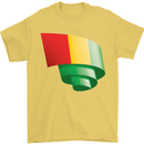 Curled Guinea Flag Guinean Day Football Mens T-Shirt 100% Cotton Yellow