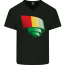 Curled Guinea Flag Guinean Day Football Mens V-Neck Cotton T-Shirt Black