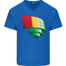 Curled Guinea Flag Guinean Day Football Mens V-Neck Cotton T-Shirt Royal Blue