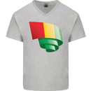 Curled Guinea Flag Guinean Day Football Mens V-Neck Cotton T-Shirt Sports Grey