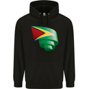 Curled Guyana Flag Guyanese Day Football Childrens Kids Hoodie Black