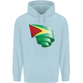 Curled Guyana Flag Guyanese Day Football Childrens Kids Hoodie Light Blue