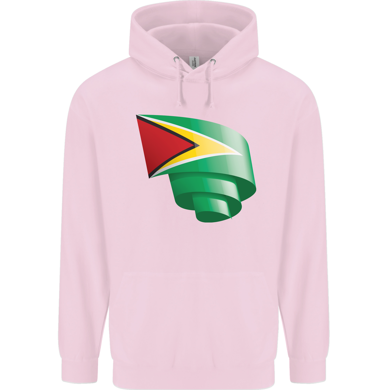 Curled Guyana Flag Guyanese Day Football Childrens Kids Hoodie Light Pink