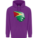Curled Guyana Flag Guyanese Day Football Childrens Kids Hoodie Purple