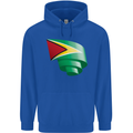 Curled Guyana Flag Guyanese Day Football Childrens Kids Hoodie Royal Blue