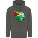 Curled Guyana Flag Guyanese Day Football Childrens Kids Hoodie Storm Grey