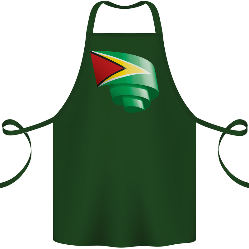 Curled Guyana Flag Guyanese Day Football Cotton Apron 100% Organic Forest Green