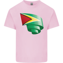 Curled Guyana Flag Guyanese Day Football Kids T-Shirt Childrens Light Pink