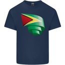 Curled Guyana Flag Guyanese Day Football Kids T-Shirt Childrens Navy Blue