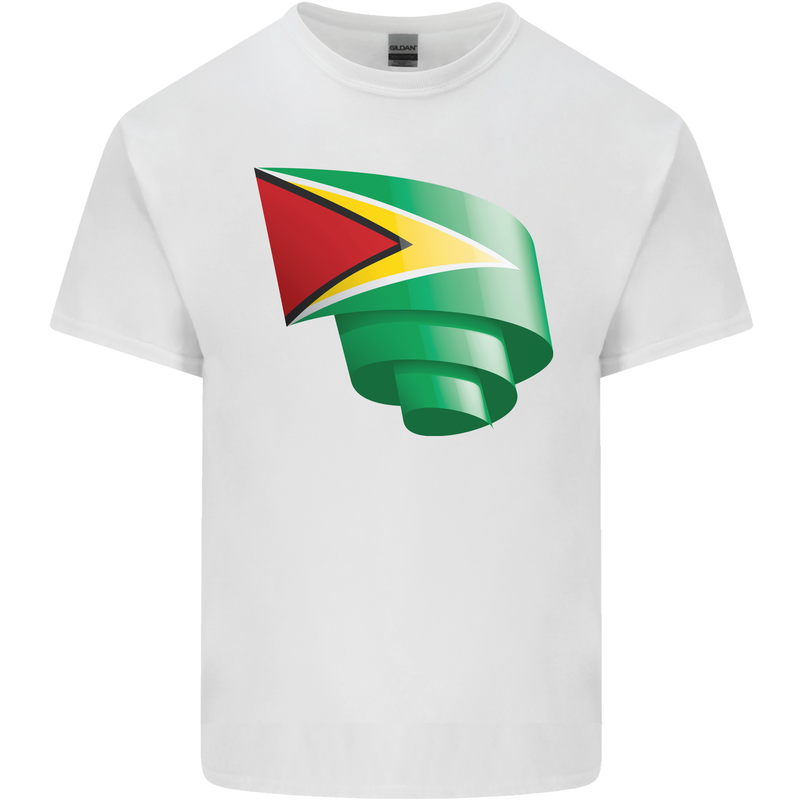 Curled Guyana Flag Guyanese Day Football Kids T-Shirt Childrens White