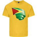 Curled Guyana Flag Guyanese Day Football Kids T-Shirt Childrens Yellow