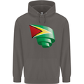 Curled Guyana Flag Guyanese Day Football Mens 80% Cotton Hoodie Charcoal