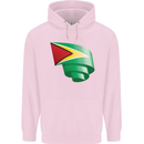 Curled Guyana Flag Guyanese Day Football Mens 80% Cotton Hoodie Light Pink