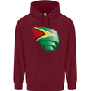 Curled Guyana Flag Guyanese Day Football Mens 80% Cotton Hoodie Maroon