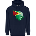 Curled Guyana Flag Guyanese Day Football Mens 80% Cotton Hoodie Navy Blue