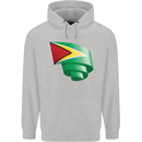 Curled Guyana Flag Guyanese Day Football Mens 80% Cotton Hoodie Sports Grey