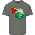 Curled Guyana Flag Guyanese Day Football Mens Cotton T-Shirt Tee Top Charcoal
