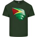 Curled Guyana Flag Guyanese Day Football Mens Cotton T-Shirt Tee Top Forest Green
