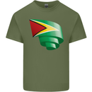 Curled Guyana Flag Guyanese Day Football Mens Cotton T-Shirt Tee Top Military Green