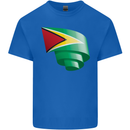 Curled Guyana Flag Guyanese Day Football Mens Cotton T-Shirt Tee Top Royal Blue