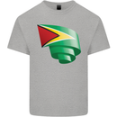 Curled Guyana Flag Guyanese Day Football Mens Cotton T-Shirt Tee Top Sports Grey