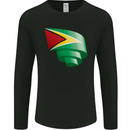 Curled Guyana Flag Guyanese Day Football Mens Long Sleeve T-Shirt Black