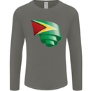 Curled Guyana Flag Guyanese Day Football Mens Long Sleeve T-Shirt Charcoal