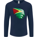 Curled Guyana Flag Guyanese Day Football Mens Long Sleeve T-Shirt Navy Blue