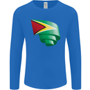 Curled Guyana Flag Guyanese Day Football Mens Long Sleeve T-Shirt Royal Blue