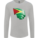 Curled Guyana Flag Guyanese Day Football Mens Long Sleeve T-Shirt Sports Grey
