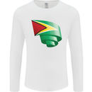 Curled Guyana Flag Guyanese Day Football Mens Long Sleeve T-Shirt White