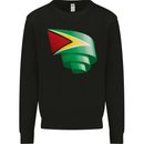Curled Guyana Flag Guyanese Day Football Mens Sweatshirt Jumper Black