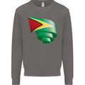 Curled Guyana Flag Guyanese Day Football Mens Sweatshirt Jumper Charcoal