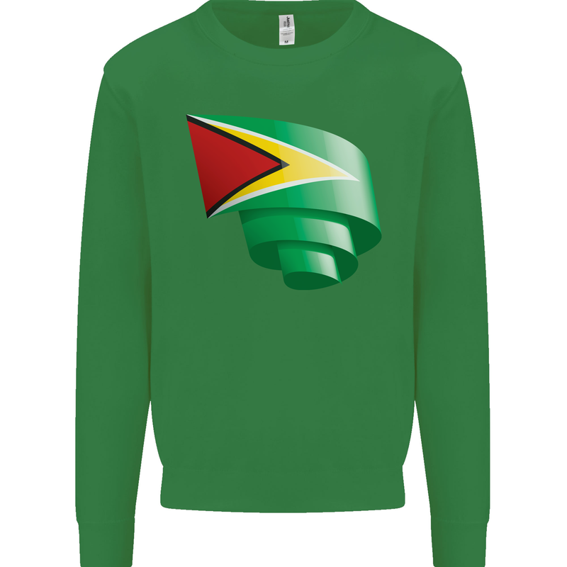 Curled Guyana Flag Guyanese Day Football Mens Sweatshirt Jumper Irish Green
