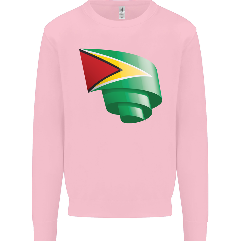 Curled Guyana Flag Guyanese Day Football Mens Sweatshirt Jumper Light Pink